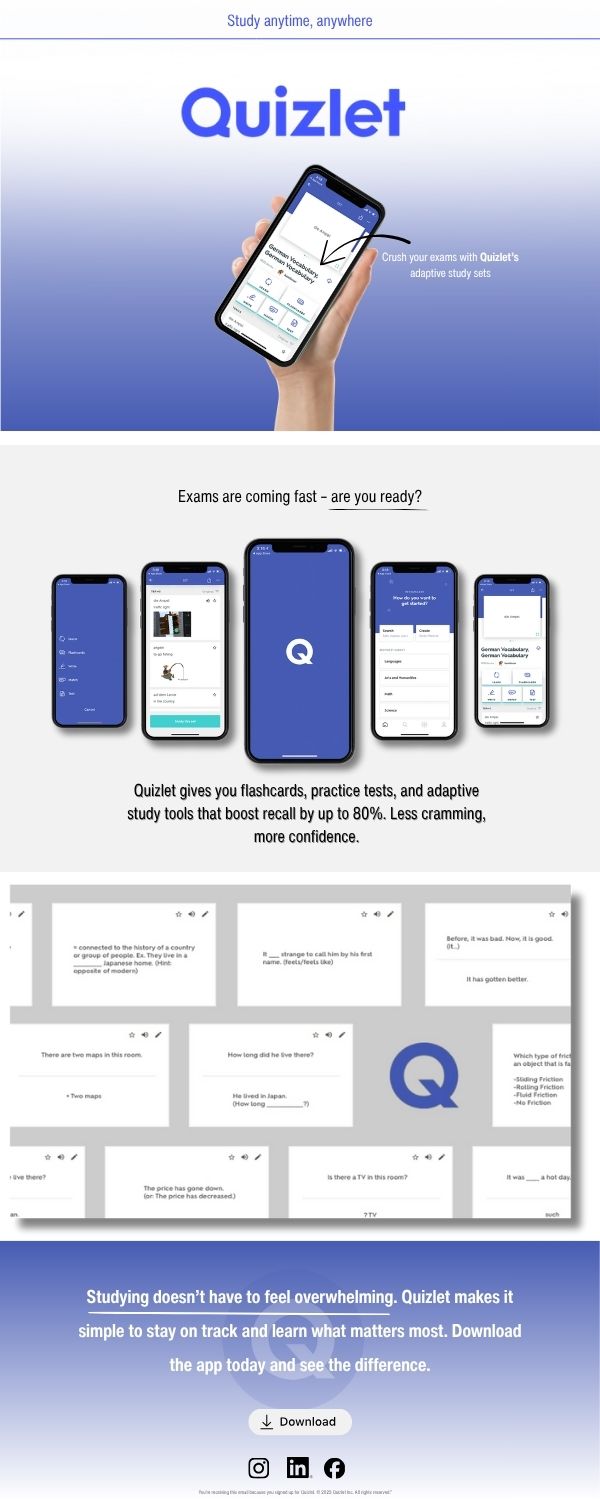 Quizlet — email design study