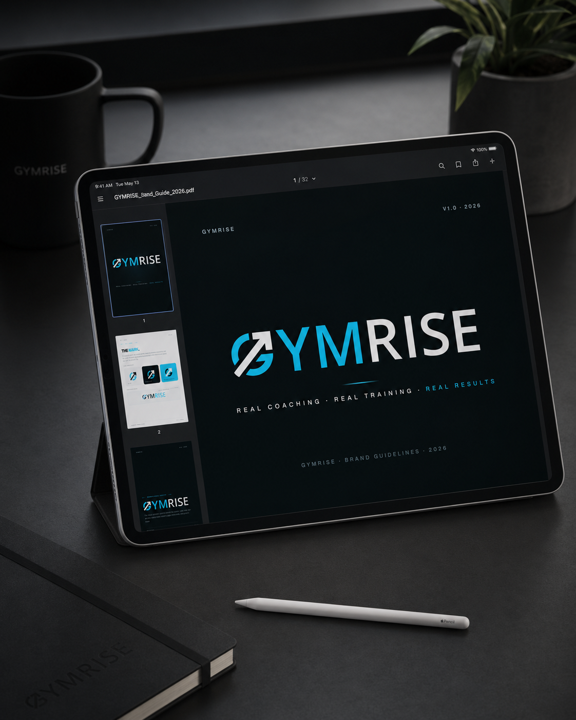 GYMRISE Brand Kit — iPad mockup