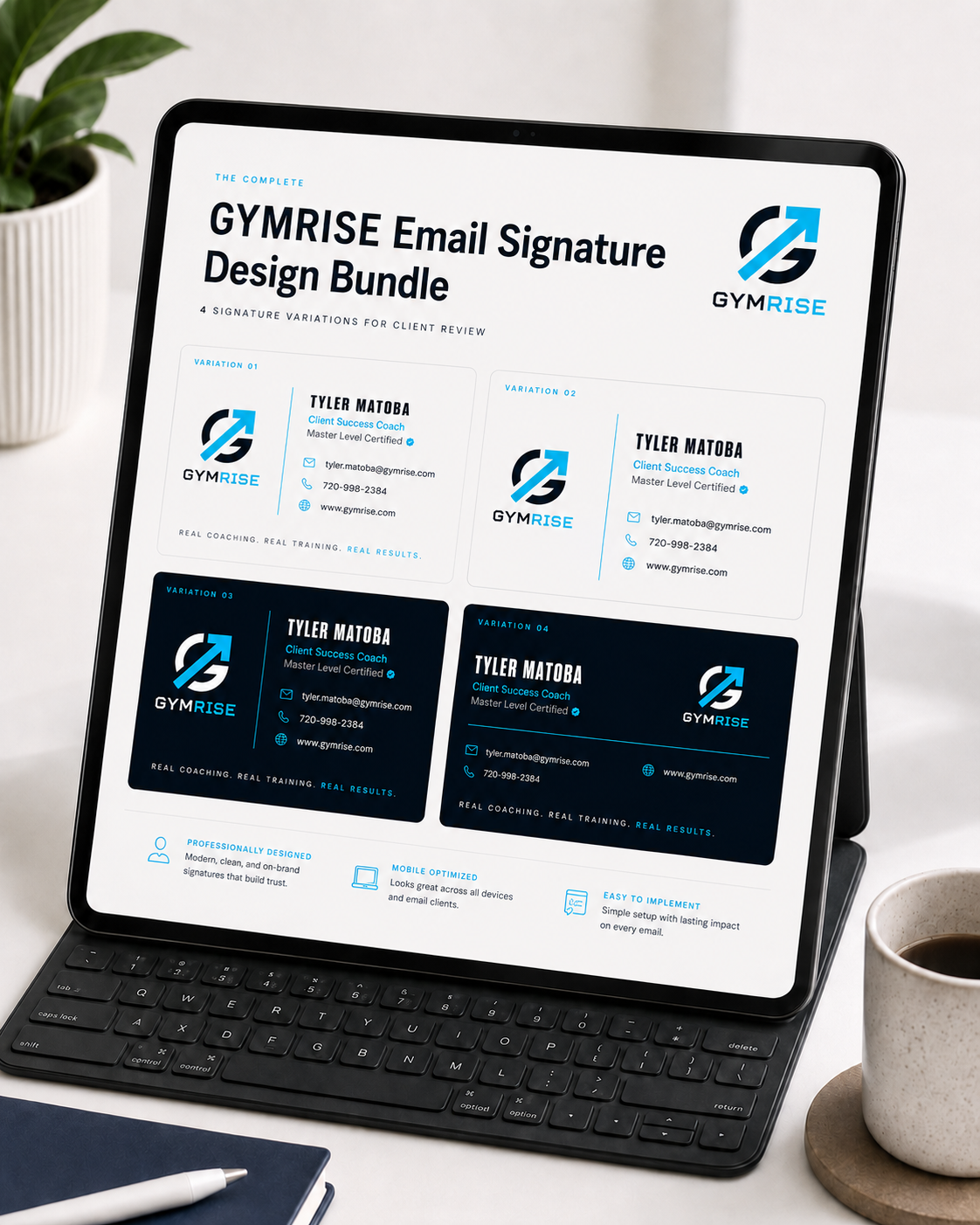 GYMRISE Email Signature Design Bundle — iPad mockup