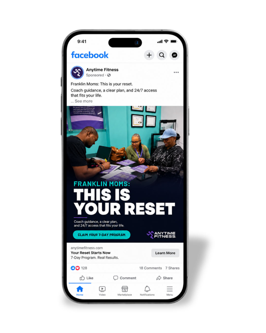 Anytime Fitness Meta ad — Franklin Moms: This Is Your Reset