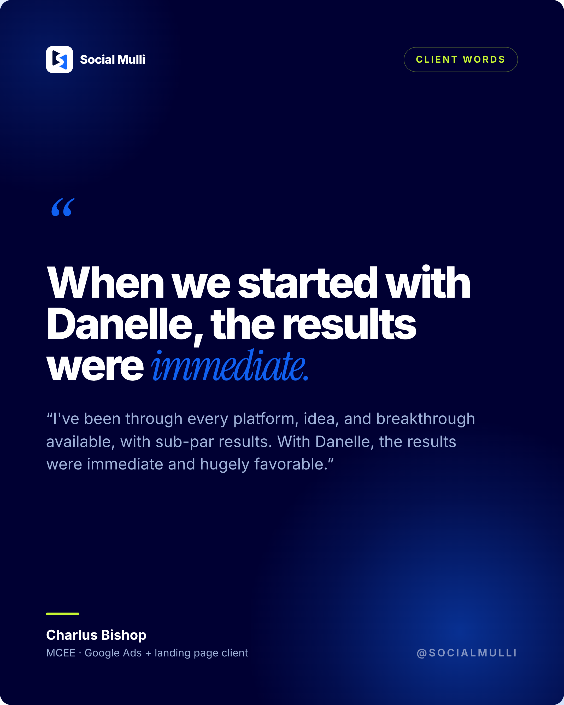 Client testimonial graphic